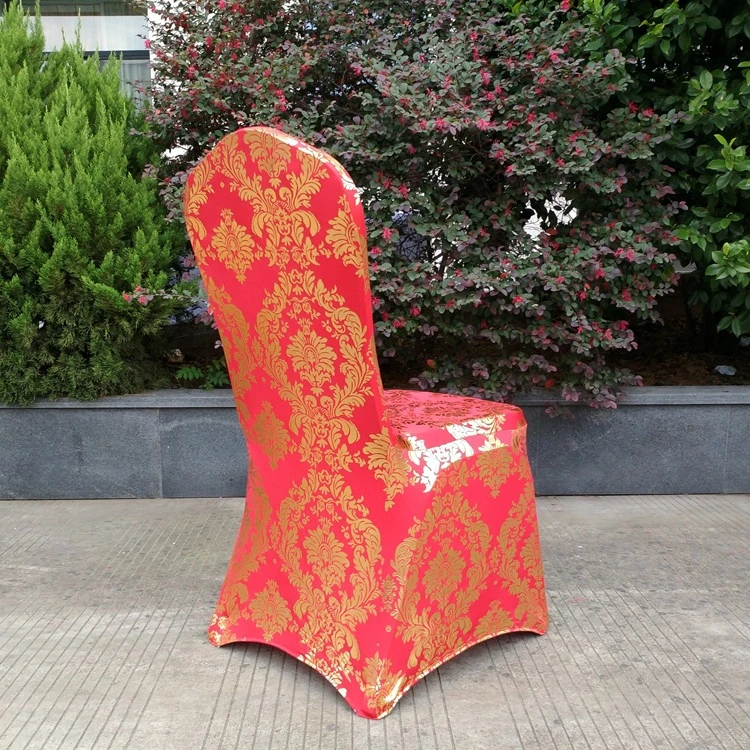 Metallic Gold Printed Full Cover Wedding Decorative Spandex Chair Cover