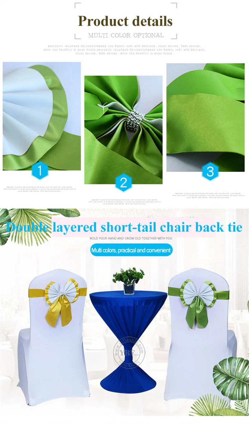 Factory Wholesale Classical Apartment Wedding Chair Cover Satin Sash