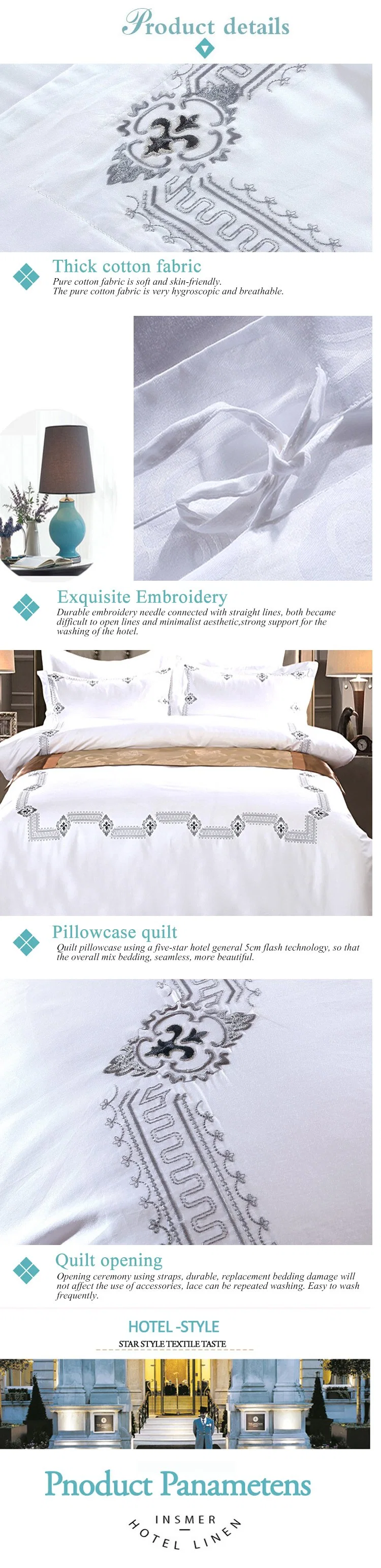 Deluxe New Product White Hotel Bedding Comfortable for Queen Bed