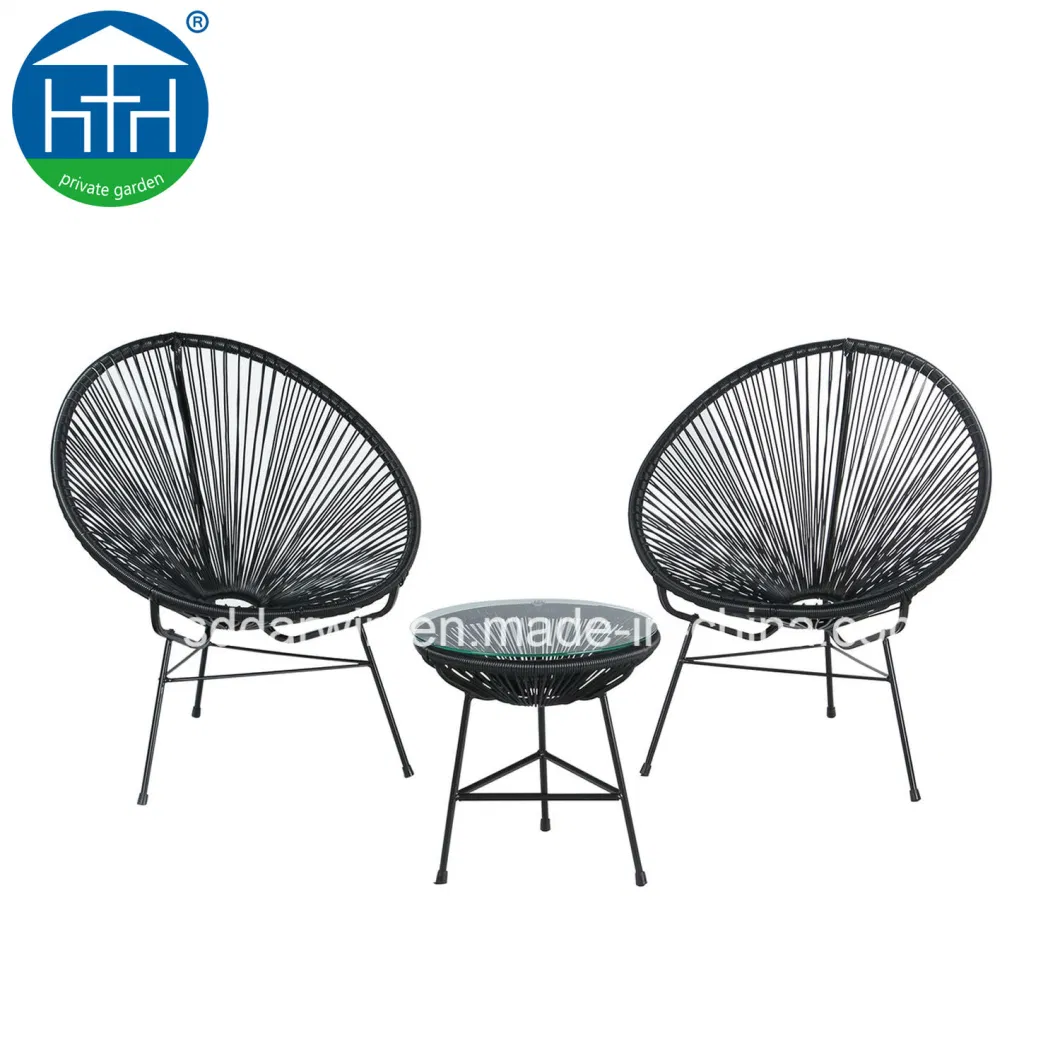 All-Weather Indoor Outdoor Oval Weave Lounge Patio Papasan Chair Rattan Acapulco Sun Chair Bistro Set