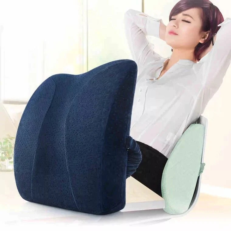 Memory Foam Pillow Office Chair Cushion Velvet Fabric Cover Back Support Cushions