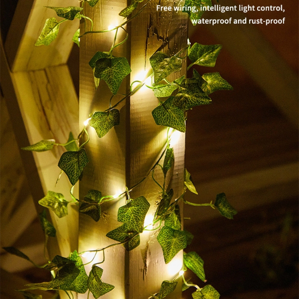 Garland Hanging Plants Fake Vines with 200 LED String Light for Bedroom Wedding Party Garden Wall Room Home Decor Ci23572