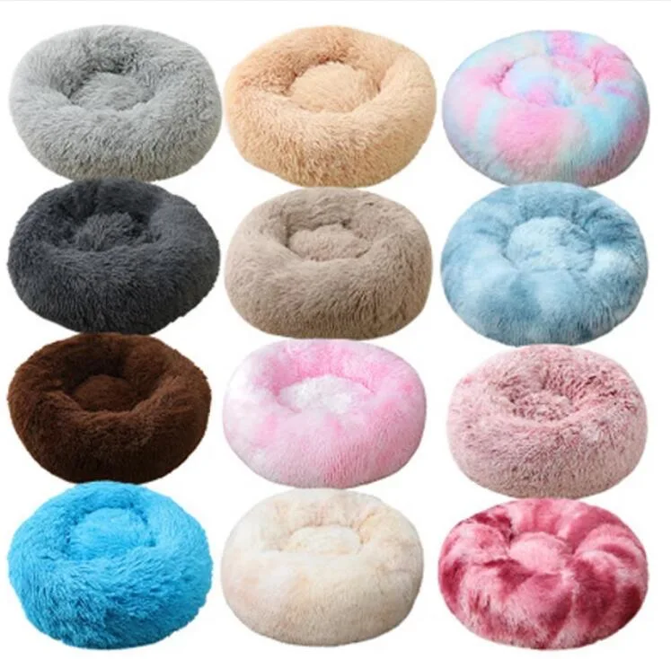 Modern Soft Warm Long Plush Round Pet Bed House