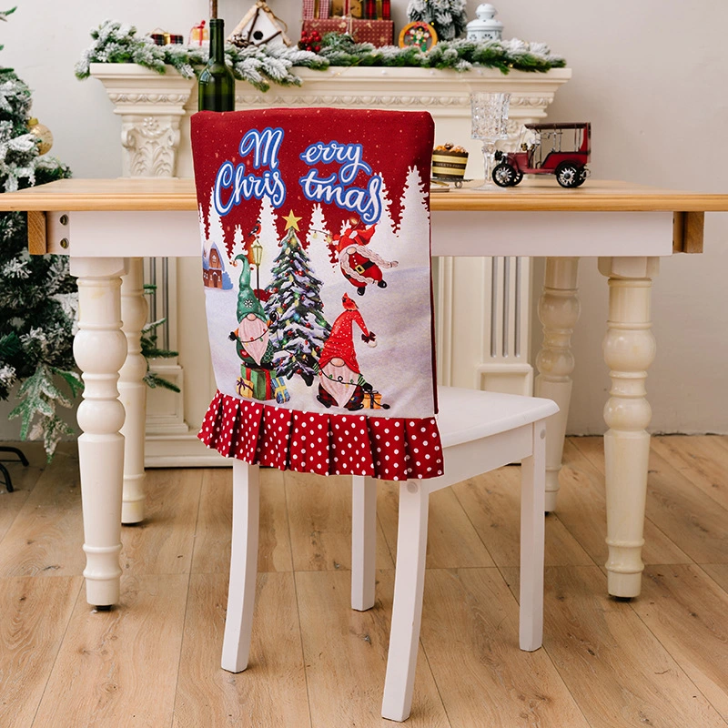 Christmas Pattern Dining Chair Slipcover Cloth Sleeve Chair Back Cover Protector for Home Dining Room - DOT