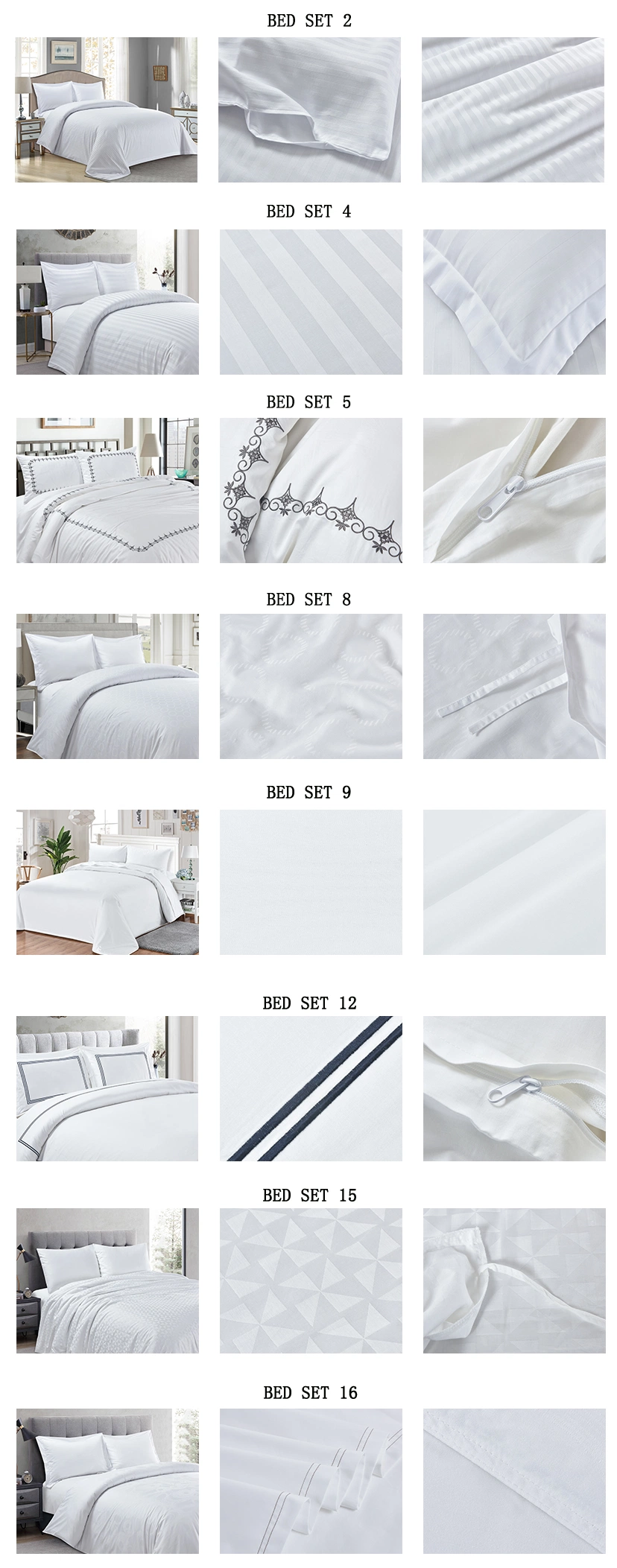 Hot Sale Queen Size Bed Sheet Set 100% Cotton Fitted Sheet White Duvet Cover