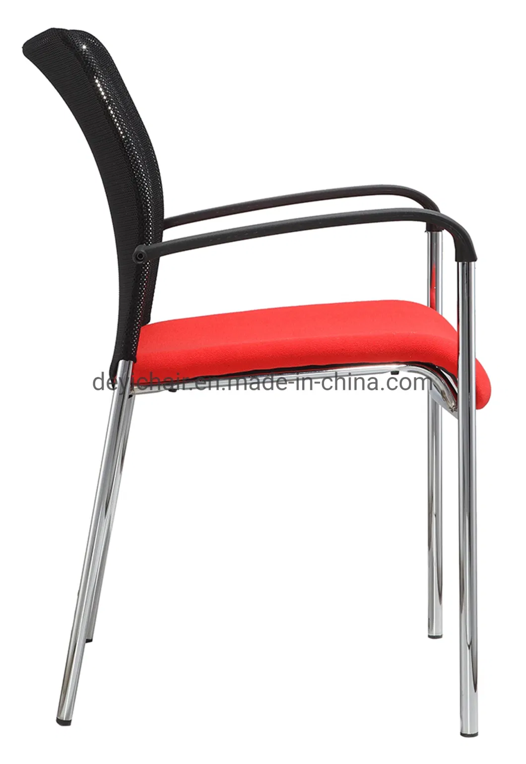 Chrome Frame Four Legs Mesh Back Seat Cover with Table 25mm Tube 1.8mm Thickness Conference Room Office Chair