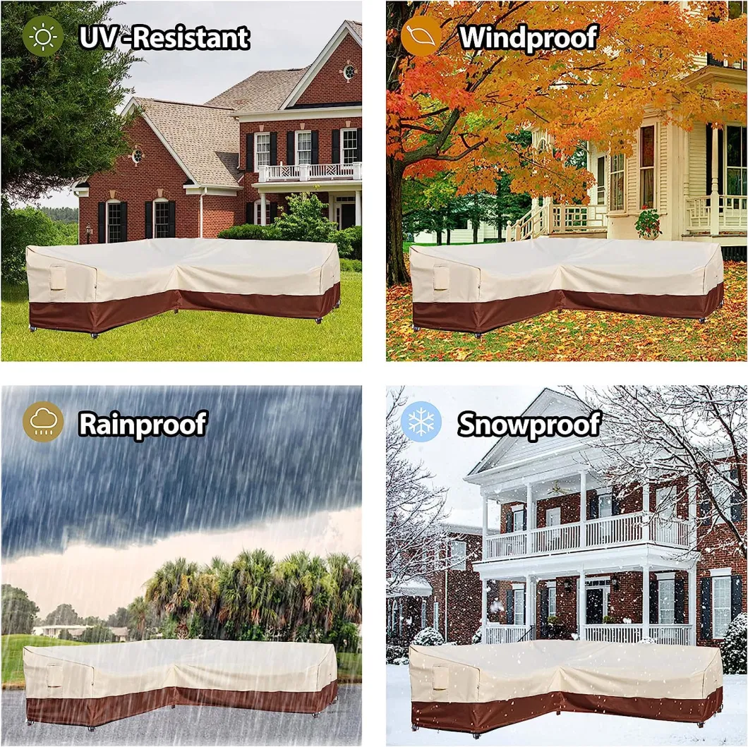 V-Shaped Outdoor Terrace Furniture Cover, Waterproof and Tear Resistant Heavy-Duty Sofa Cover with 3 Ventilation Openings