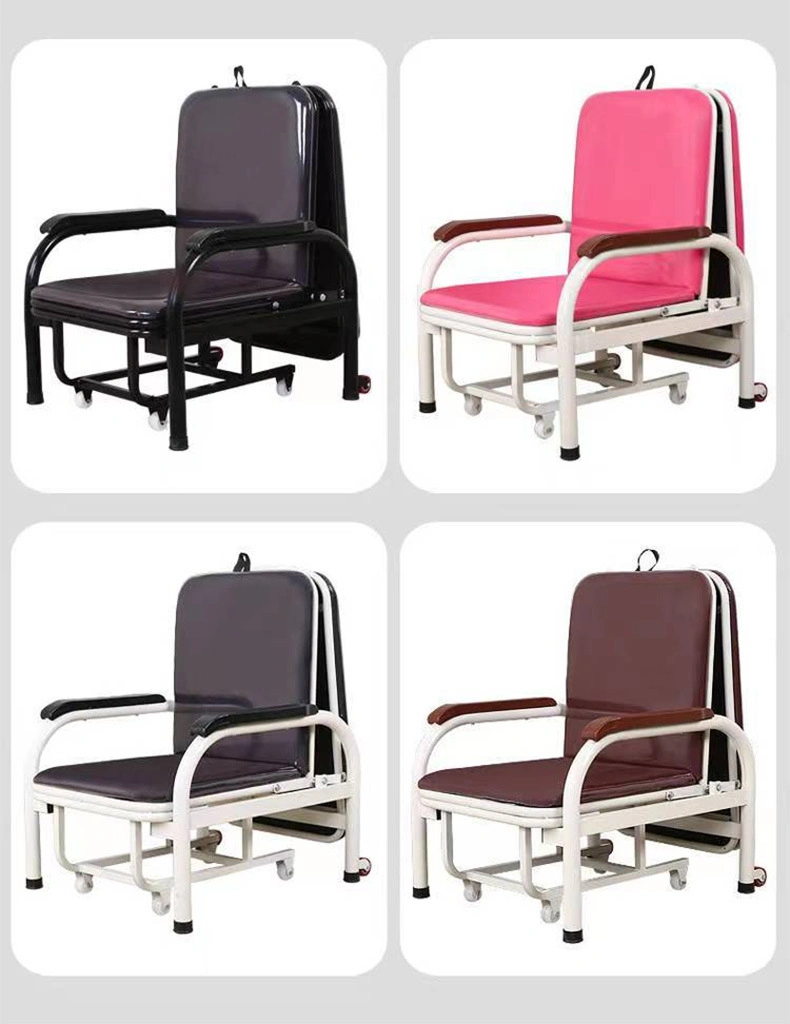 New Design Sense Device Foldable Folding Accompaniment Steel Frame Medical Escort Chair