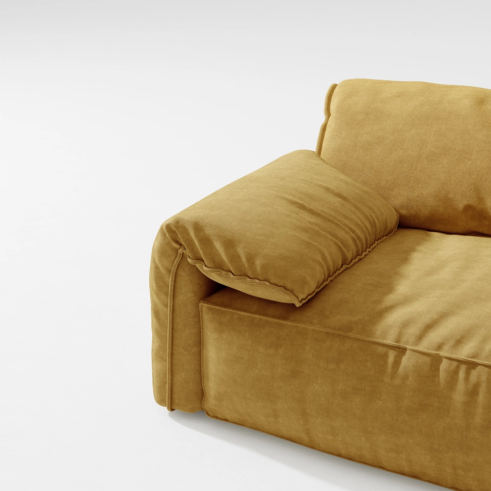 Minimalist Deep Seat Sofa with Couch with Armrest, Anti-Scratch and Water-Proof, Yellow