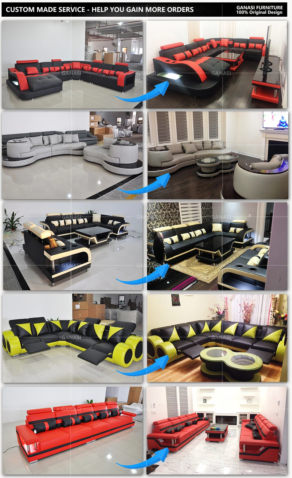 Promotional Modern High Density Sponge Modular Leather Furniture in Optional Color (G8001D)