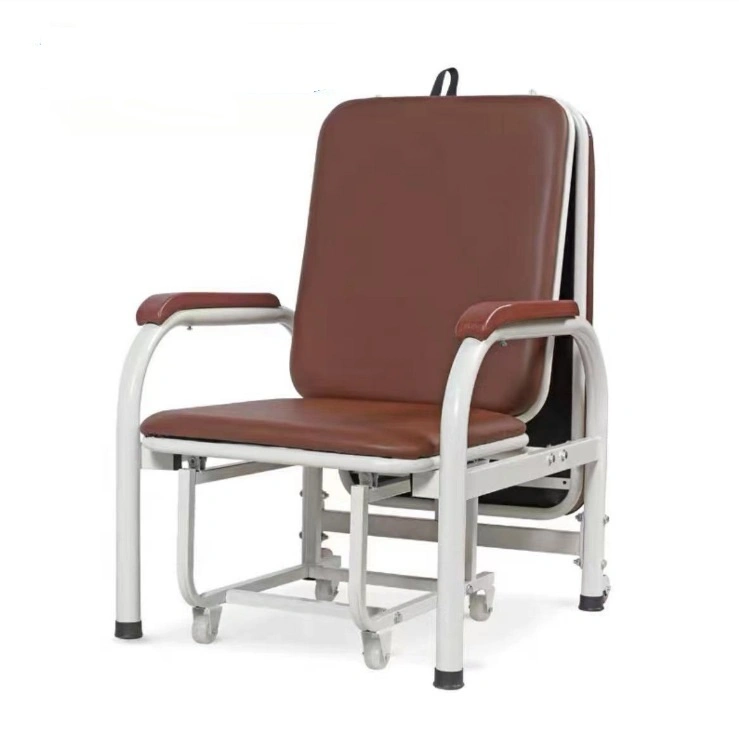 White, Brown Elderly Hospital Memory Foam Folding Accompaniment Chair with Good Price