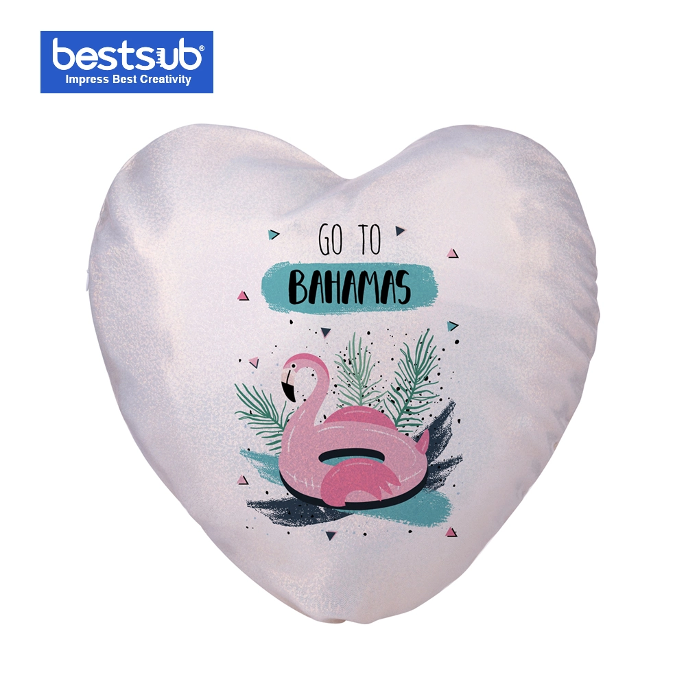 Bestsub Sublimation Glitter Heart Shape Pillow Cover (40*40cm, Champagne)