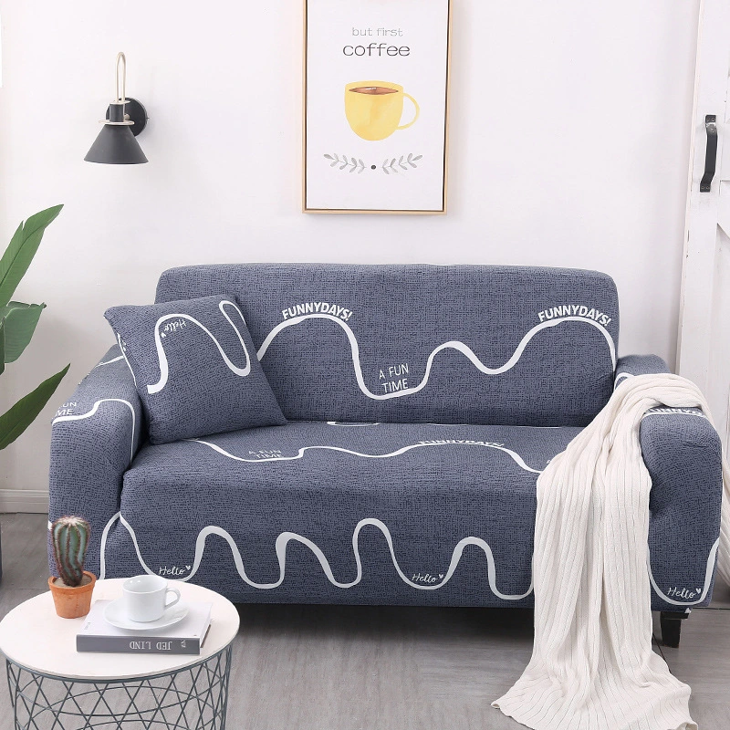 Classic Wave Print Stretch Corner Sofa Cover, Cushion Pillow Sofa Cover