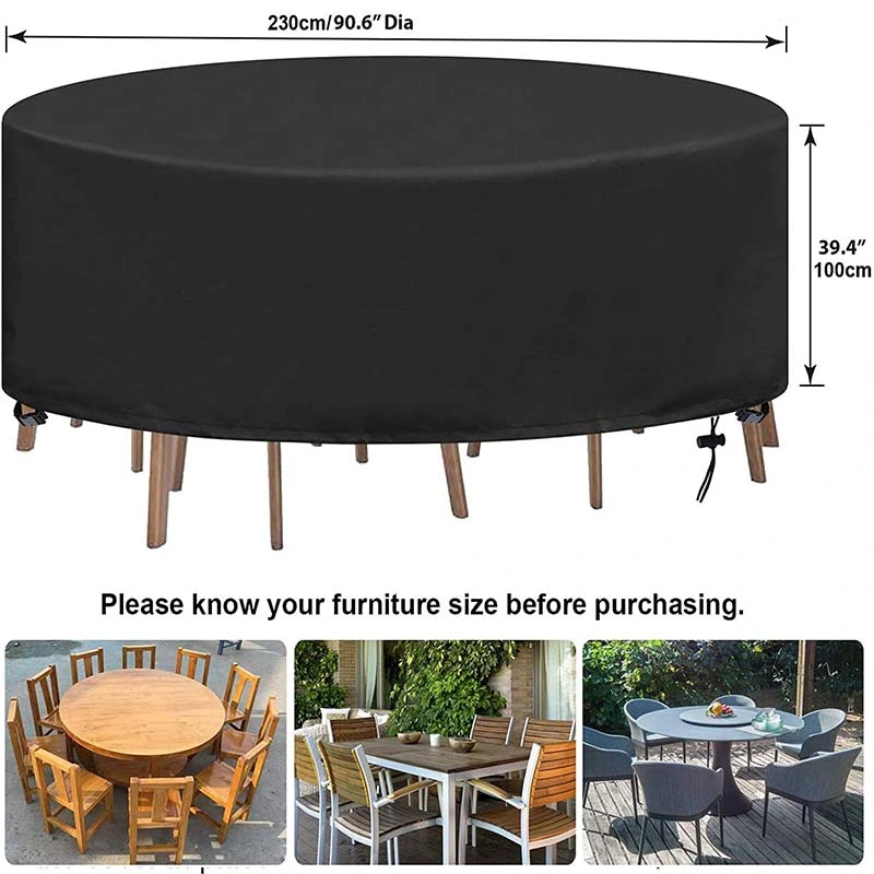 Circular Garden Dining Set 420d Oxford Fabric Outdoor Furniture for Terrace Includes Circular Table and Chair Set