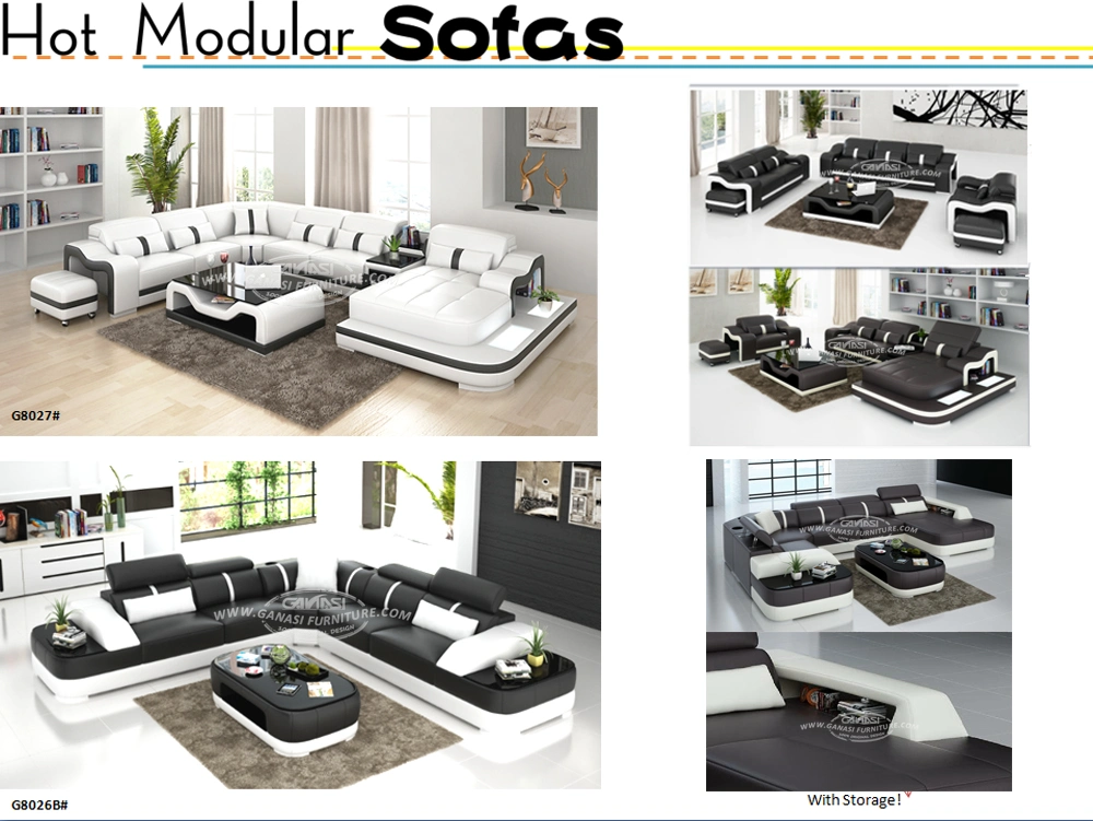 Promotional Modern High Density Sponge Modular Leather Furniture in Optional Color (G8001D)