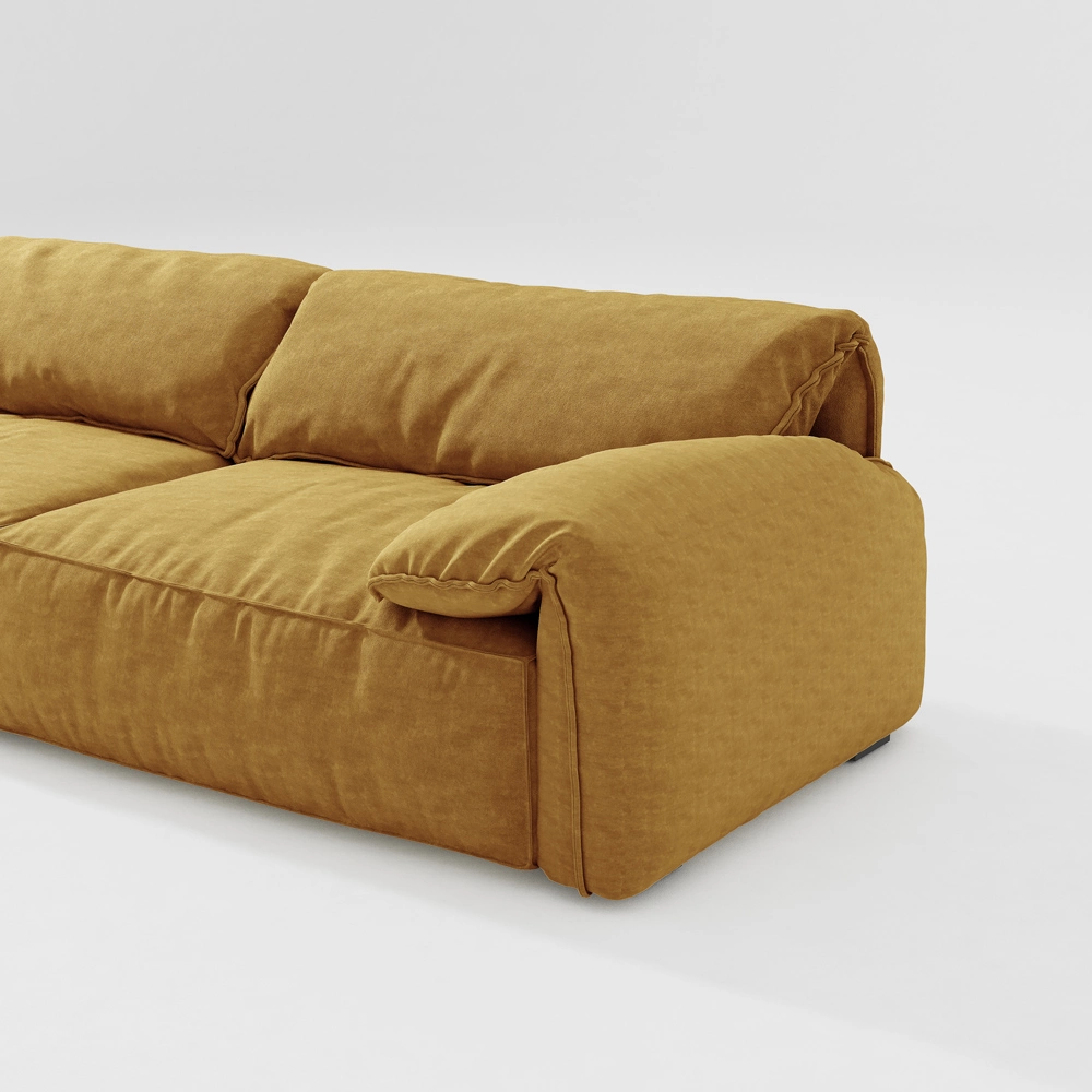 Minimalist Deep Seat Sofa with Couch with Armrest, Anti-Scratch and Water-Proof, Yellow