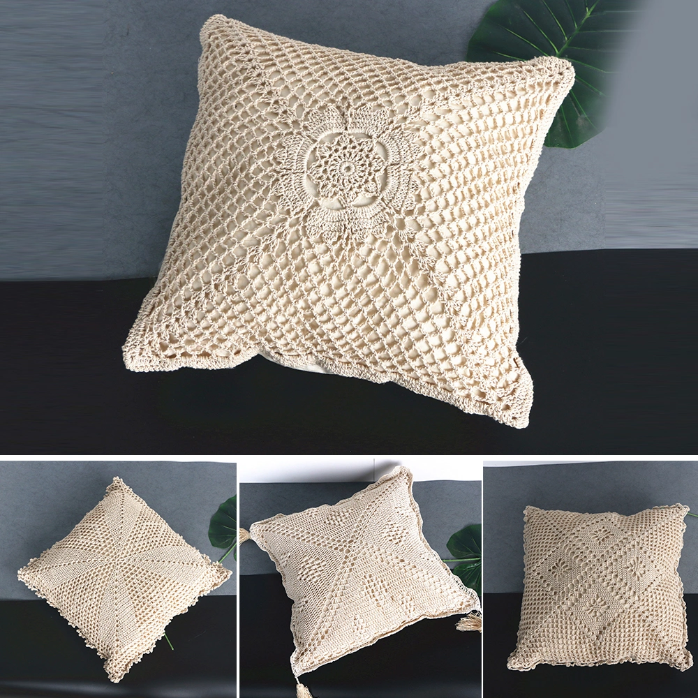 Pillow Cover Geometry Bohemia Style Cushion Covers Creative Hand-Woven Cotton Linen Macrame Thread Pillowcase Home Decor 45*45cmpillow Cover Geometry Bohemia