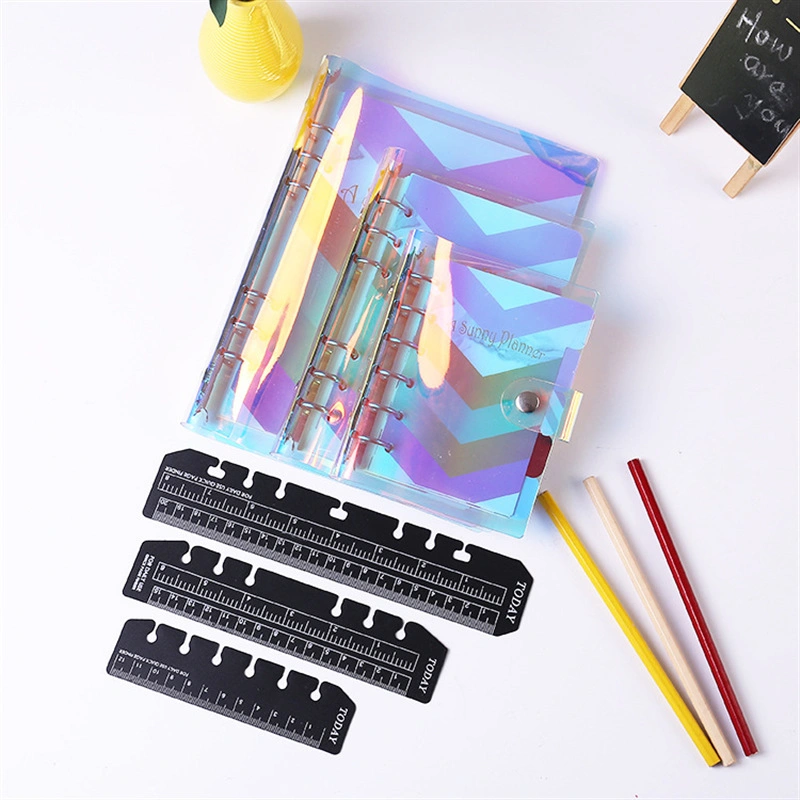 A5 Size Iridescent PVC Covers for Loose-Leaf Journal Note Book Notebook Diary Wholesale Stationery 6 Rings Binder Case, Binder Cover (without inner pages)