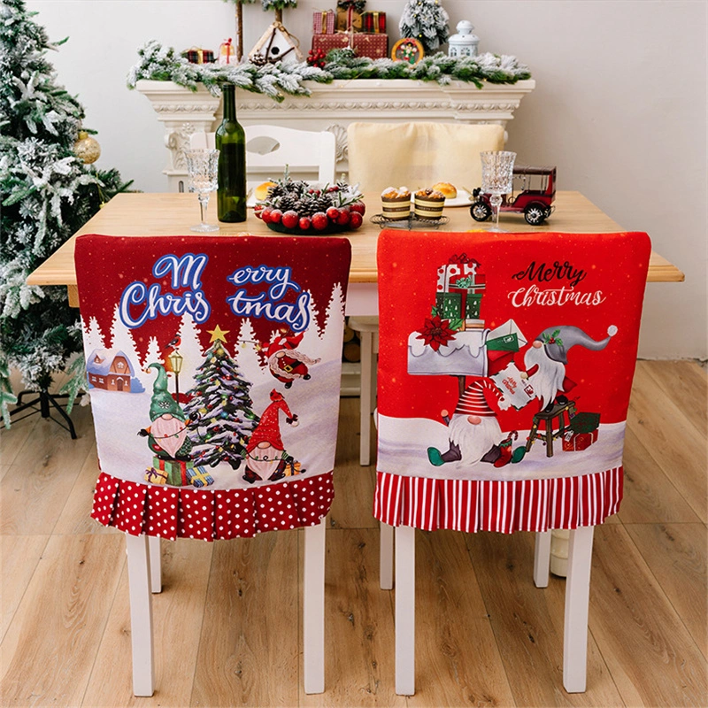 Christmas Pattern Dining Chair Slipcover Cloth Sleeve Chair Back Cover Protector for Home Dining Room - DOT