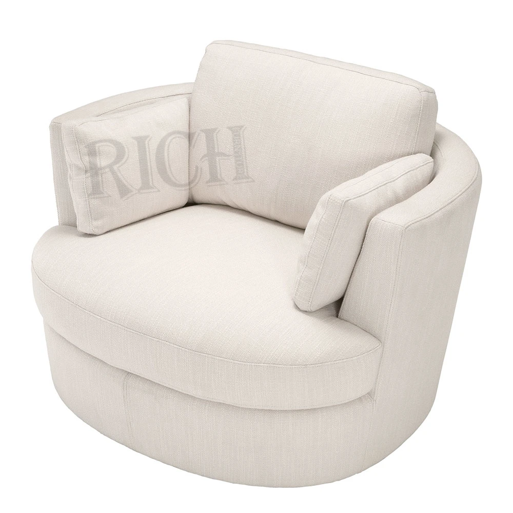 White Round Fabric Tub Chair Living Room Leisure Sofa Reading Chair