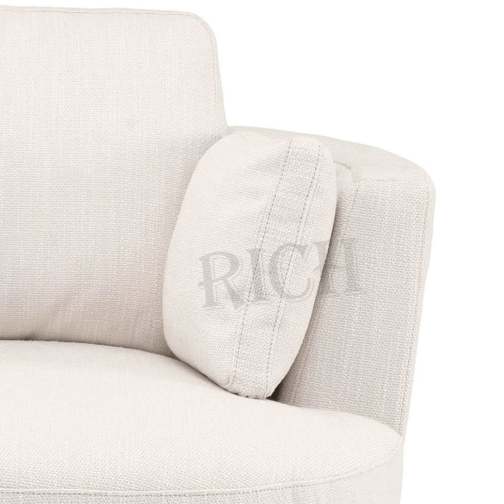 White Round Fabric Tub Chair Living Room Leisure Sofa Reading Chair