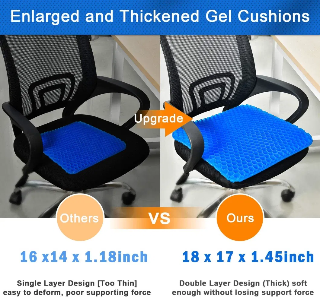 Non-Slip Cover Thick Big Breathable Honeycomb Cooling Seat Gel Seat Cushion