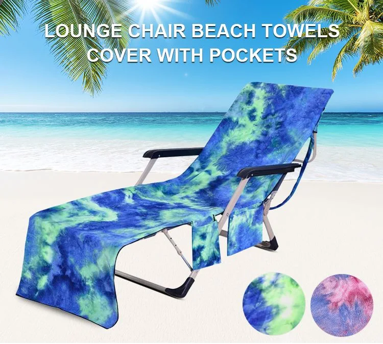 High Absorption Extra Large Microfiber Beach Chair Lounger Cushion Covers with Pocket