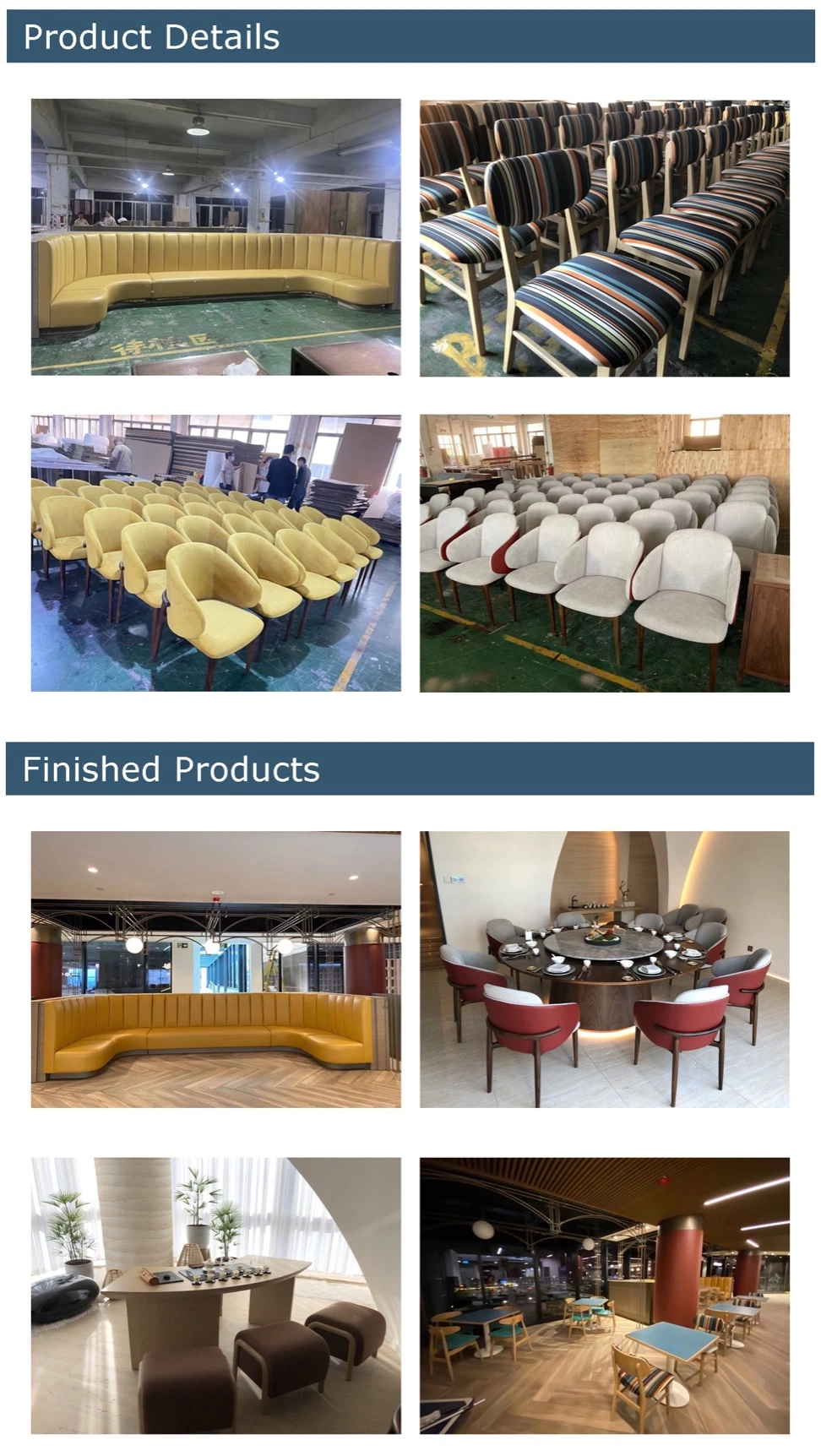 Hotel Restaurant Loose Furniture with Marble Table and Banquet Seating