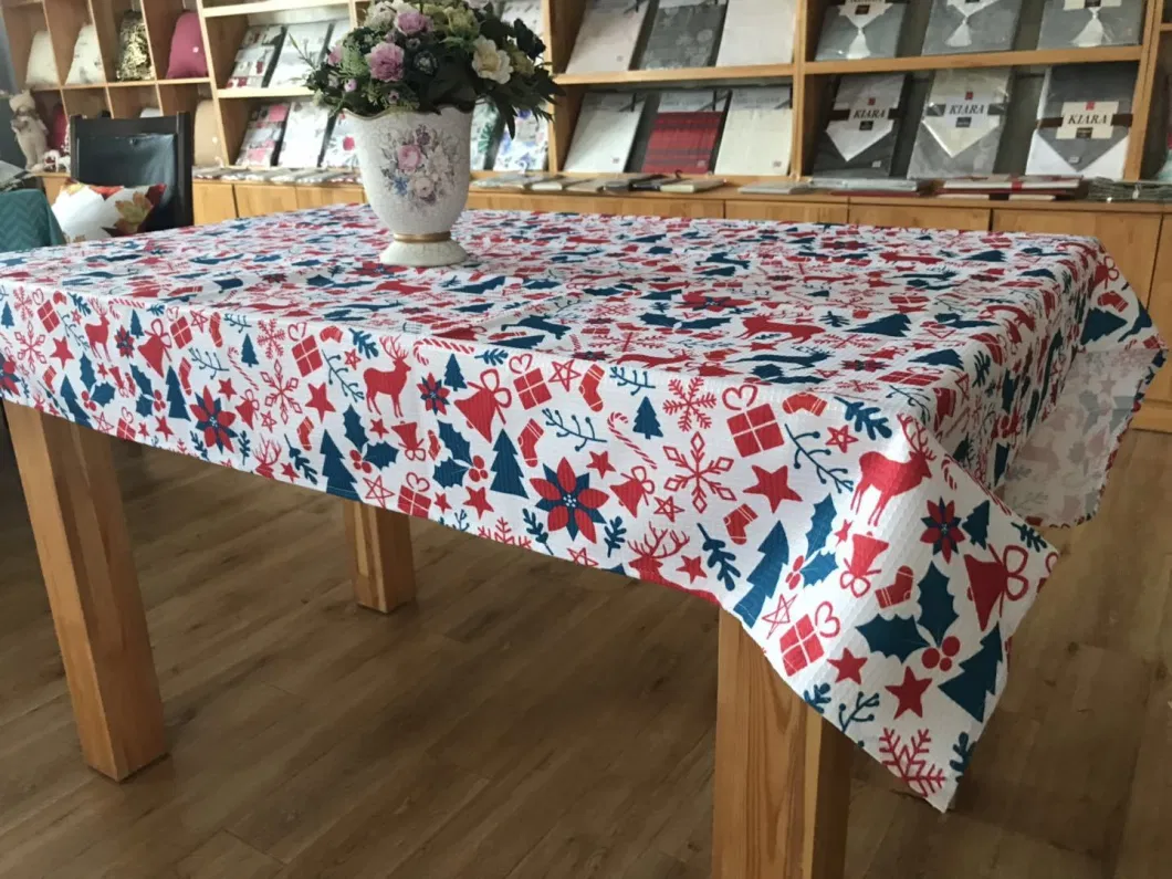 Floral Printed Table Cloth Polyester Rectangle Table Cover Dining Room