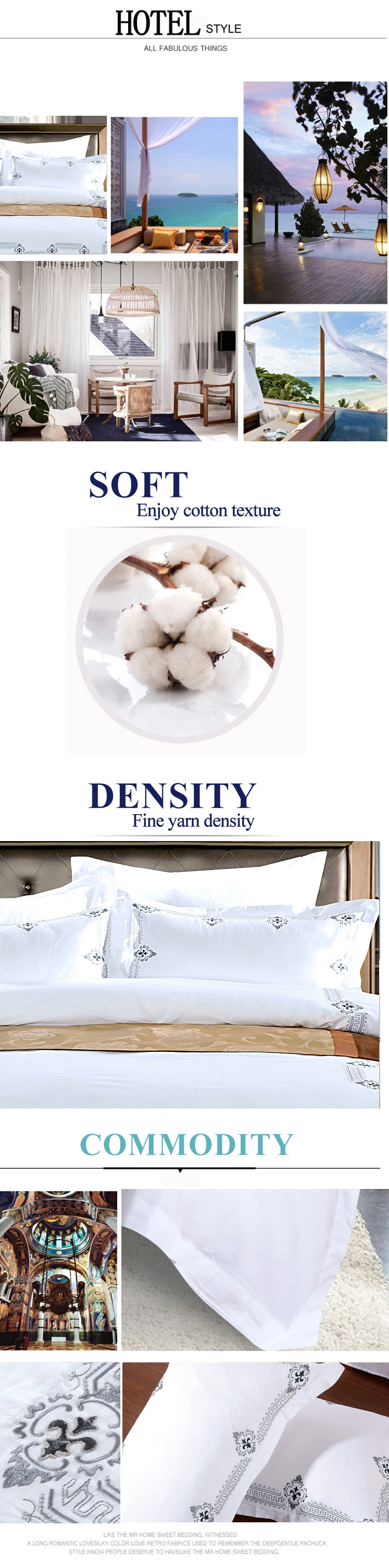 Deluxe New Product White Hotel Bedding Comfortable for Queen Bed