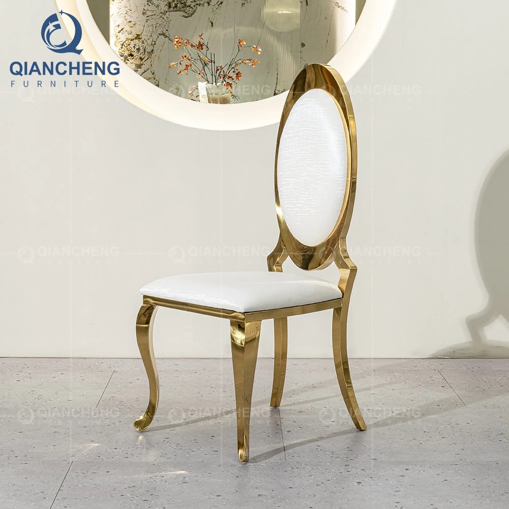 Golden Stainless Steel Legs Wedding Chairs with Leather