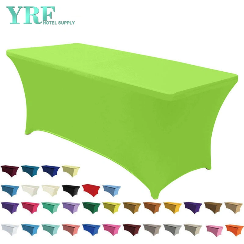 Oblong Stretch Spandex Table Covers Apple Green 8FT/96&quot;L X 30&quot;W X 30&quot;H Polyester for Folding Tables