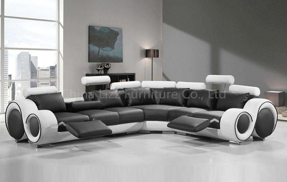 L Shape Leisure Sectional Corner Leather Sofa with Recliners