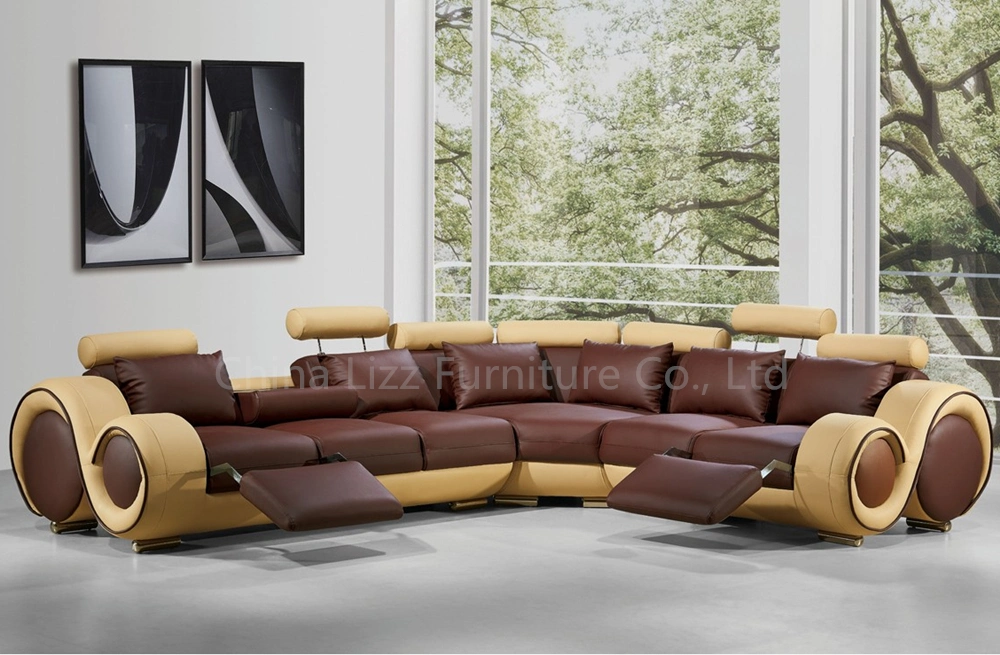 L Shape Leisure Sectional Corner Leather Sofa with Recliners