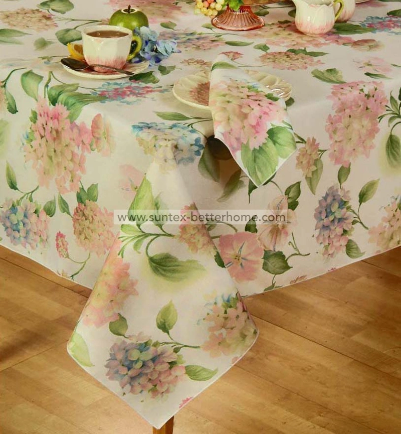 Floral Printed Table Cloth Polyester Rectangle Table Cover Dining Room