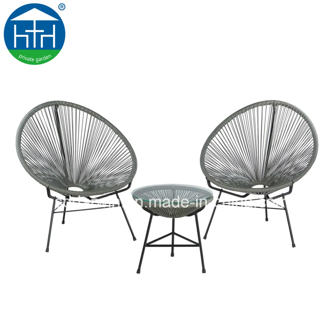 All-Weather Indoor Outdoor Oval Weave Lounge Patio Papasan Chair Rattan Acapulco Sun Chair Bistro Set