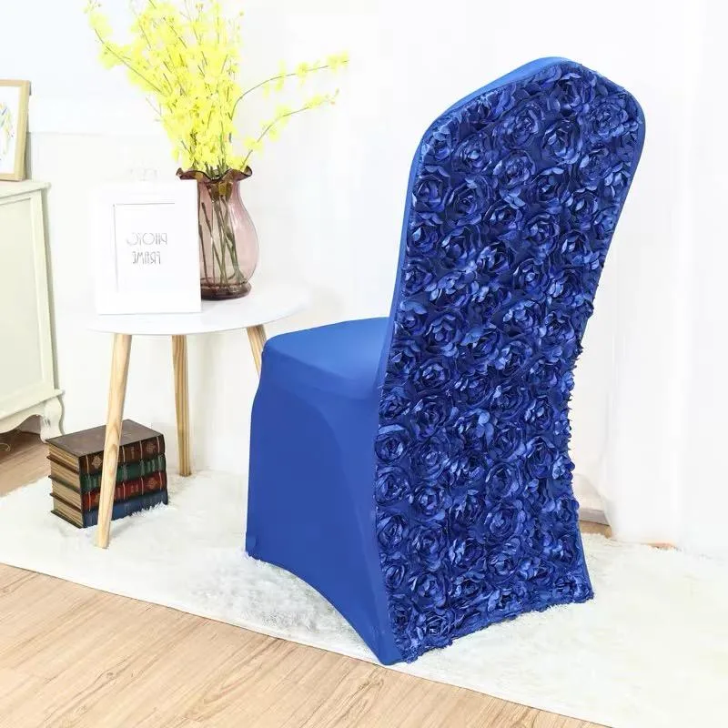 Hot Sale Rosette Spandex Wedding Chair Cover Banquet Elastic Wedding Decoration Party Fitted Chair Covers