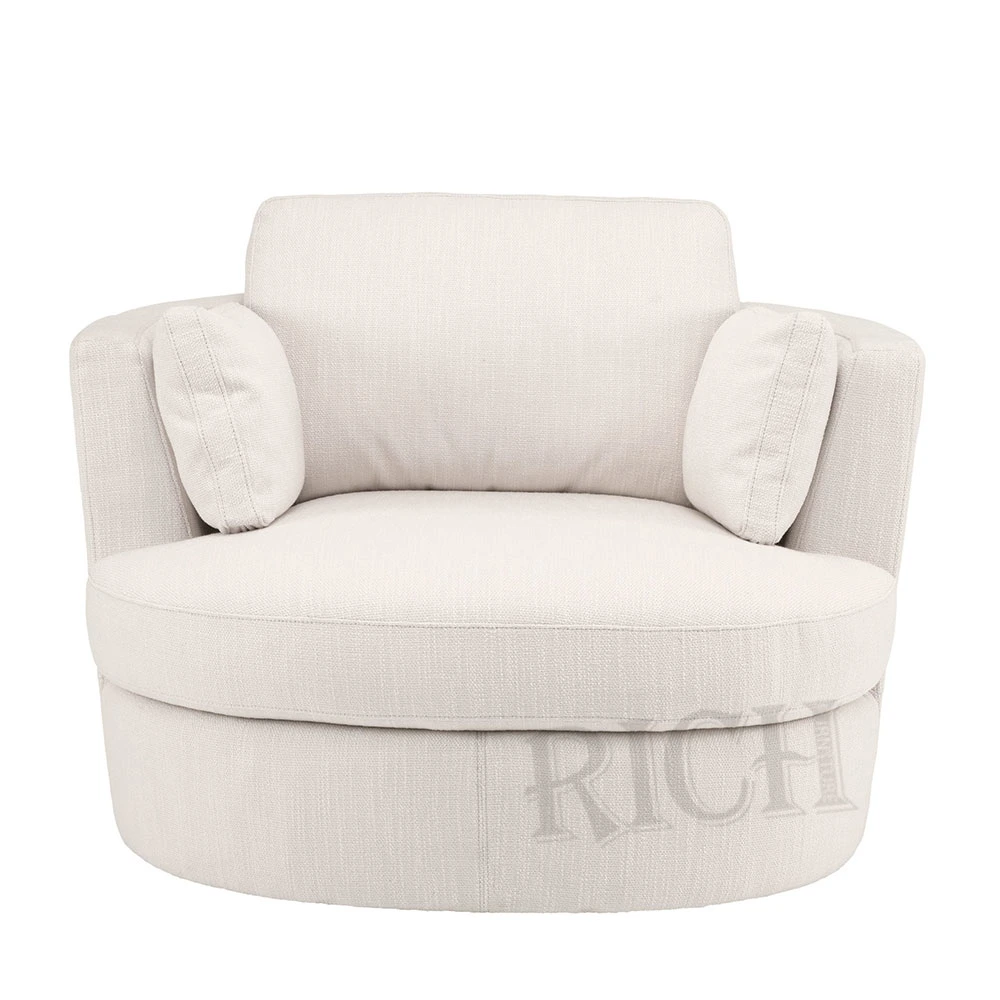 White Round Fabric Tub Chair Living Room Leisure Sofa Reading Chair