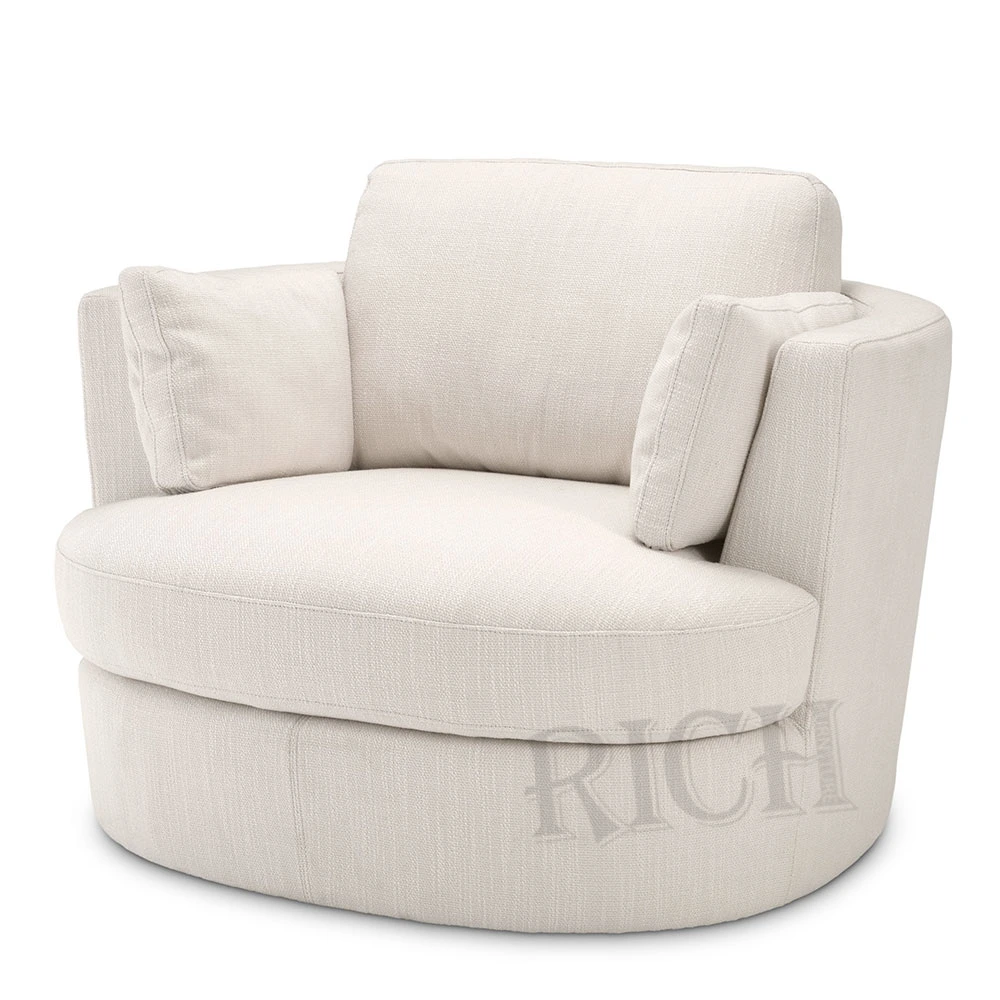 White Round Fabric Tub Chair Living Room Leisure Sofa Reading Chair