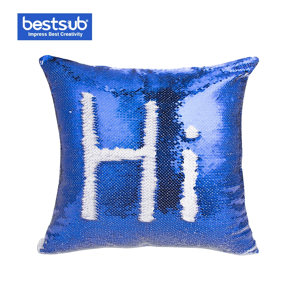 Sublimation Flip Sequin Pillow Cover (Dark Blue w/ White, 40*40cm)