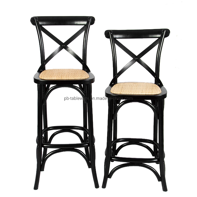 Wedding and Event Solid Wood Rattan Padded Seat Cross Back Chair X Chair Rentals