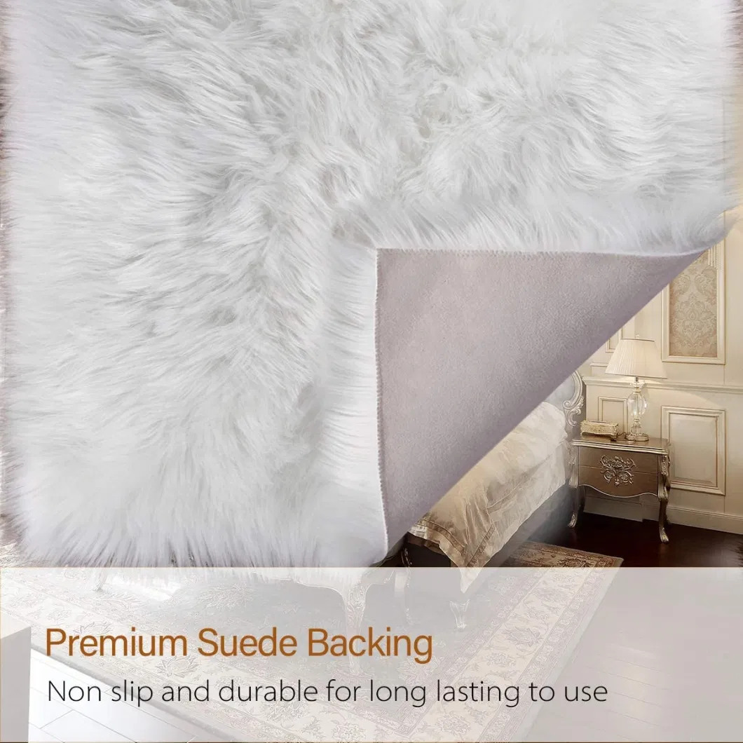 Luxury Chair Cover Seat Cushion Pad Plush Faux Fur Area Rugs for Home Decor