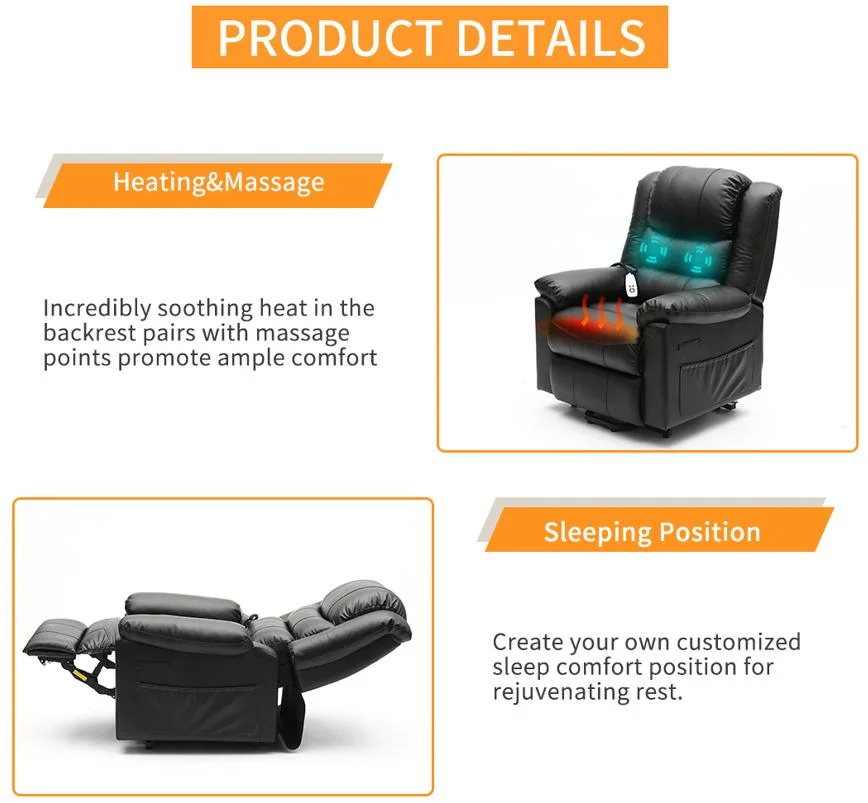 Hot Sale High Quality Leather Cover Recliner Massage Chair Living Room Furniture with Heated Function