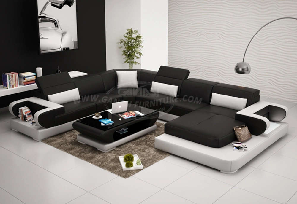 Chinese New Modern Living Room Furniture 7 Seater Leather Leisure Sofa