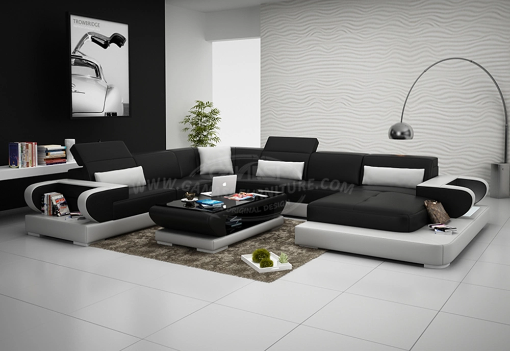 Chinese New Modern Living Room Furniture 7 Seater Leather Leisure Sofa