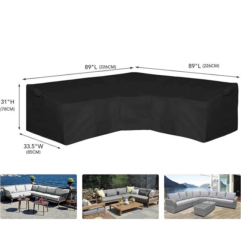 V-Shaped Sectional Sofa Cover, Waterproof Outdoor Sectional Cover, Heavy Duty Garden Furniture Cover with Air Vent