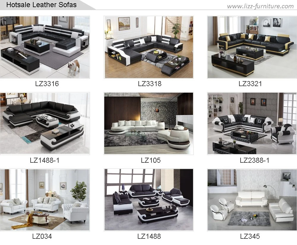 Modern European Living Room Home Furniture Genuine Leather Leisure Sofa