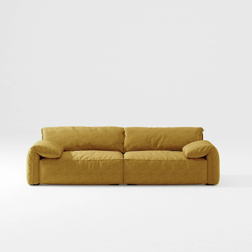 Minimalist Deep Seat Sofa with Couch with Armrest, Anti-Scratch and Water-Proof, Yellow