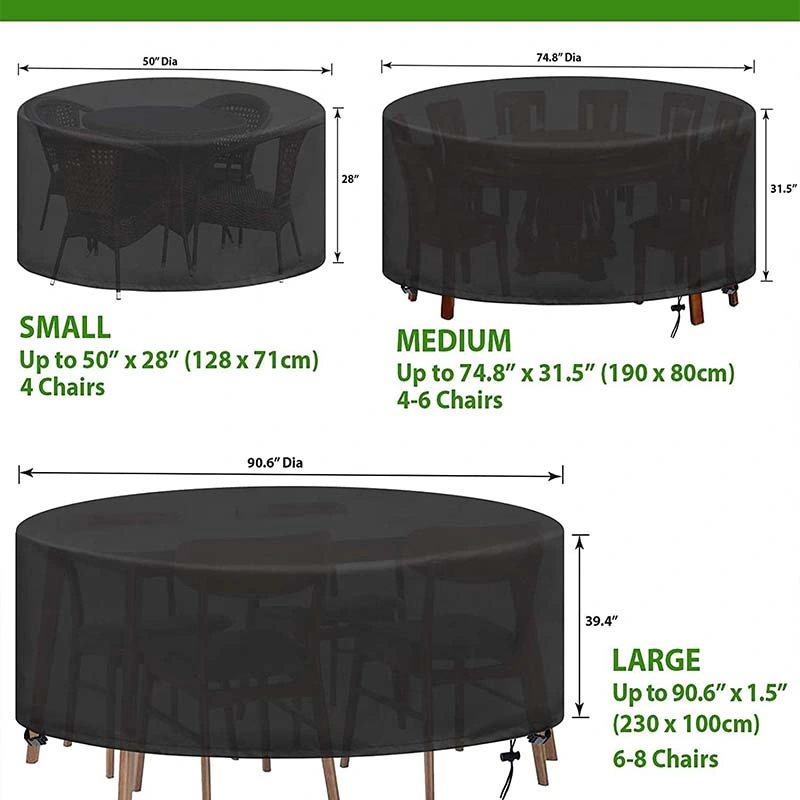 Circular Garden Dining Set 420d Oxford Fabric Outdoor Furniture for Terrace Includes Circular Table and Chair Set