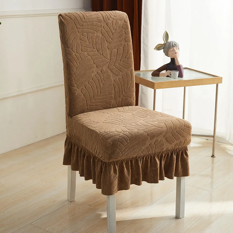 Hot Selling Solid Color Chair Covers Anti-Slip Dining Chair Stool Seat Cover Set with Ruffles Skirt for Wedding and Home